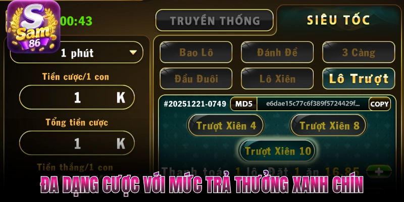 Đa dạng cược với mức trả thưởng xanh chín Đa dạng cược với mức trả thưởng xanh chín