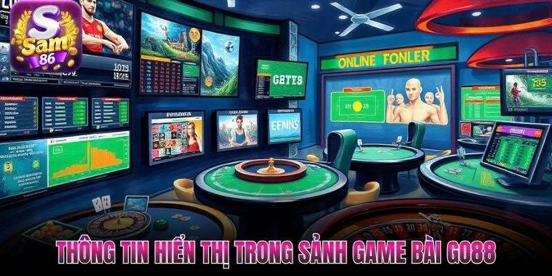 Thông tin hiển thị trong sảnh game bài Go88